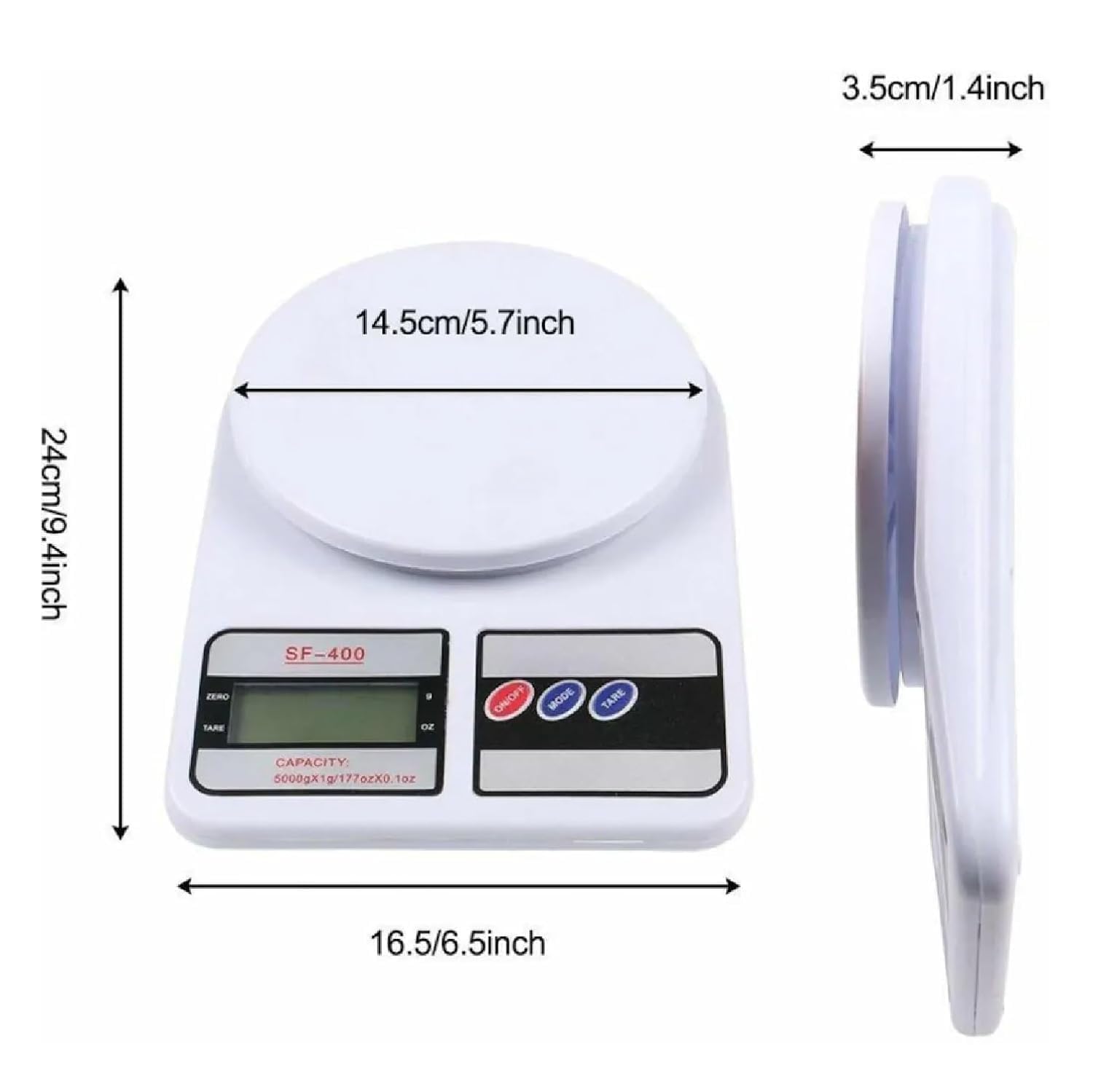 YASA Digital Kitchen Weighing Scale 10 kg, Electronic Weight Machine with LCD Display for Baking, Cooking, Food & Diet, SF-400/A121. 6Months Warranty (Colour May Vary)