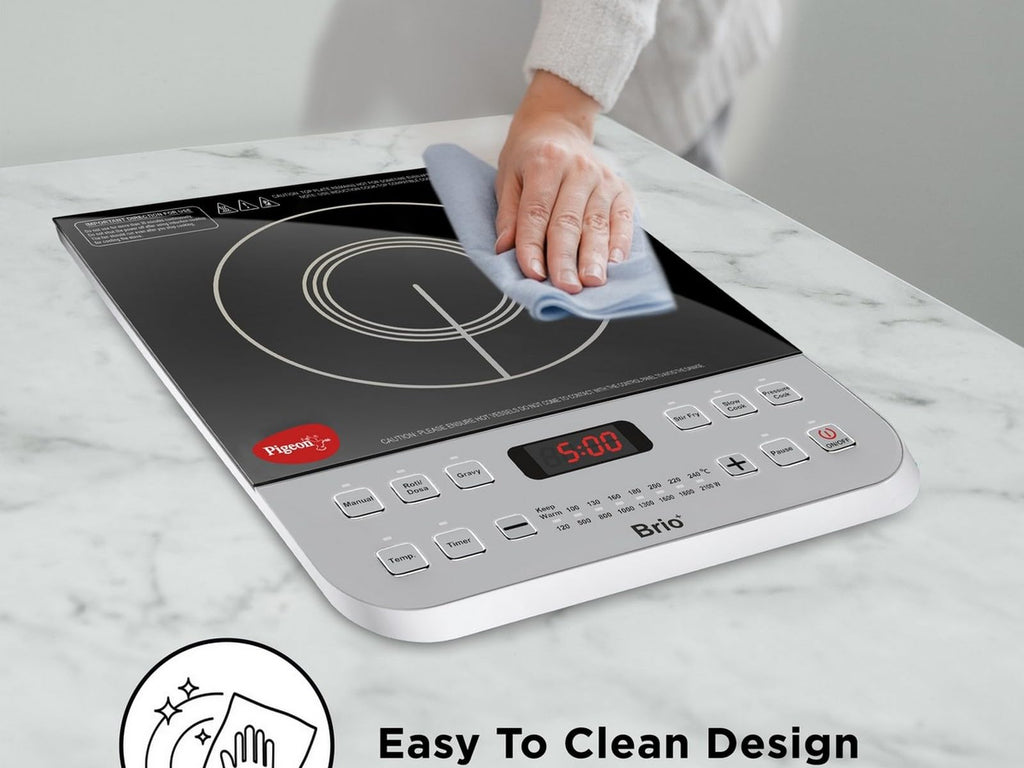Pigeon by Stovekraft Cruise 1800 watt Induction Cooktop With Crystal Glass,7 Segments LED Display, Auto Switch Off - Black
