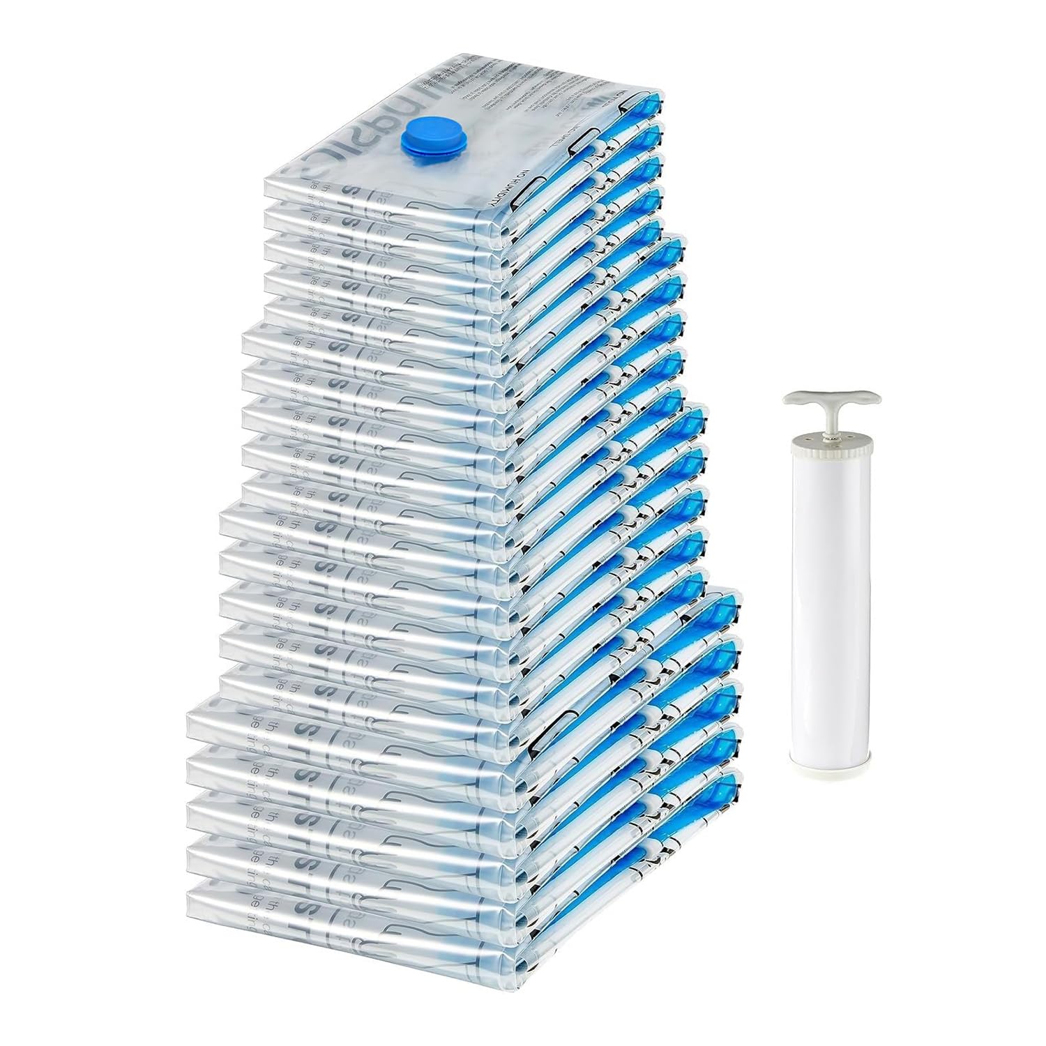 amazon basics Vacuum Compression Storage Bags with Hand Pump - Medium, 5-Pack With Classy and Spacious bag packaging