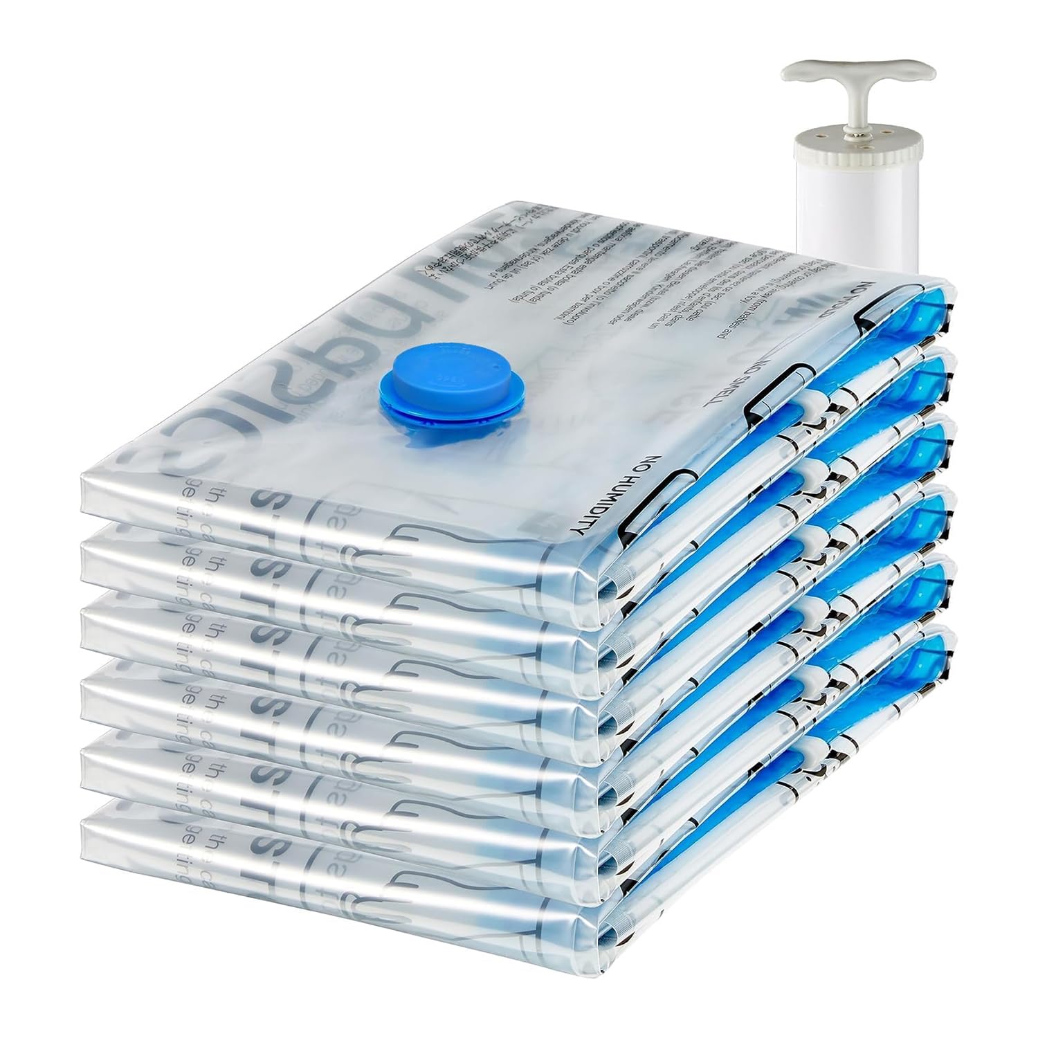 amazon basics Vacuum Compression Storage Bags with Hand Pump - Medium, 5-Pack With Classy and Spacious bag packaging