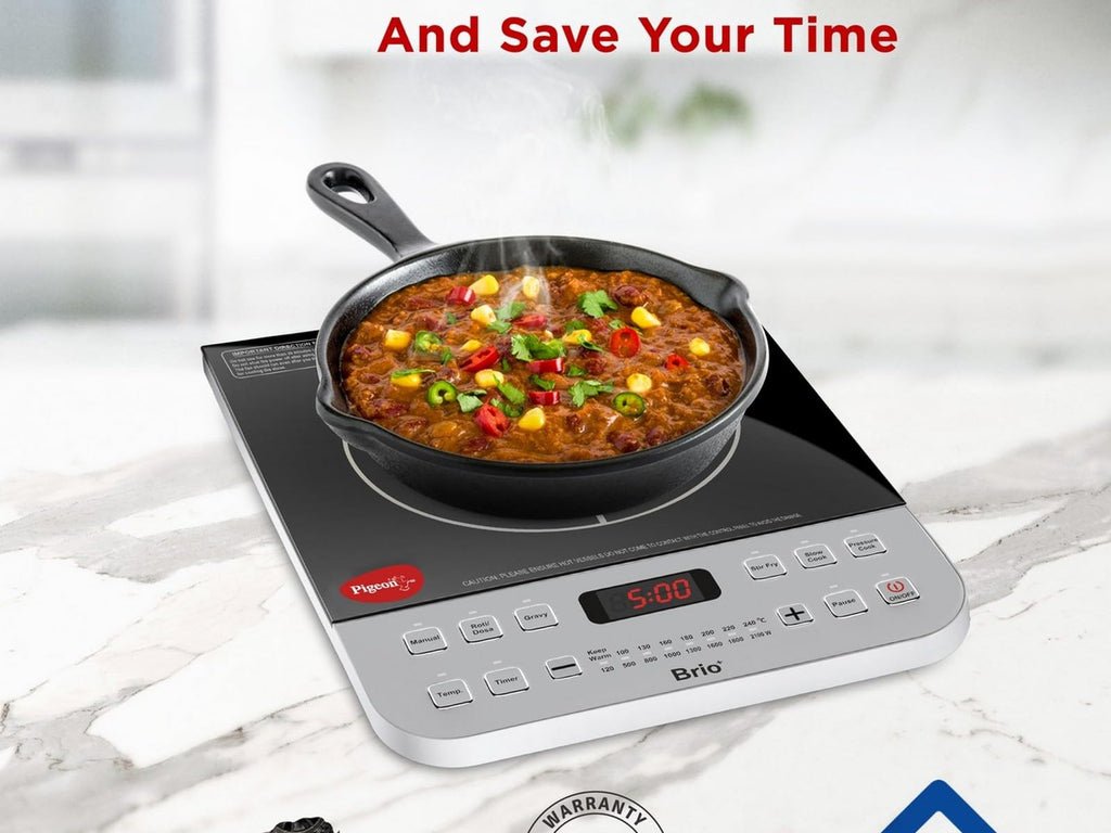 Pigeon by Stovekraft Cruise 1800 watt Induction Cooktop With Crystal Glass,7 Segments LED Display, Auto Switch Off - Black
