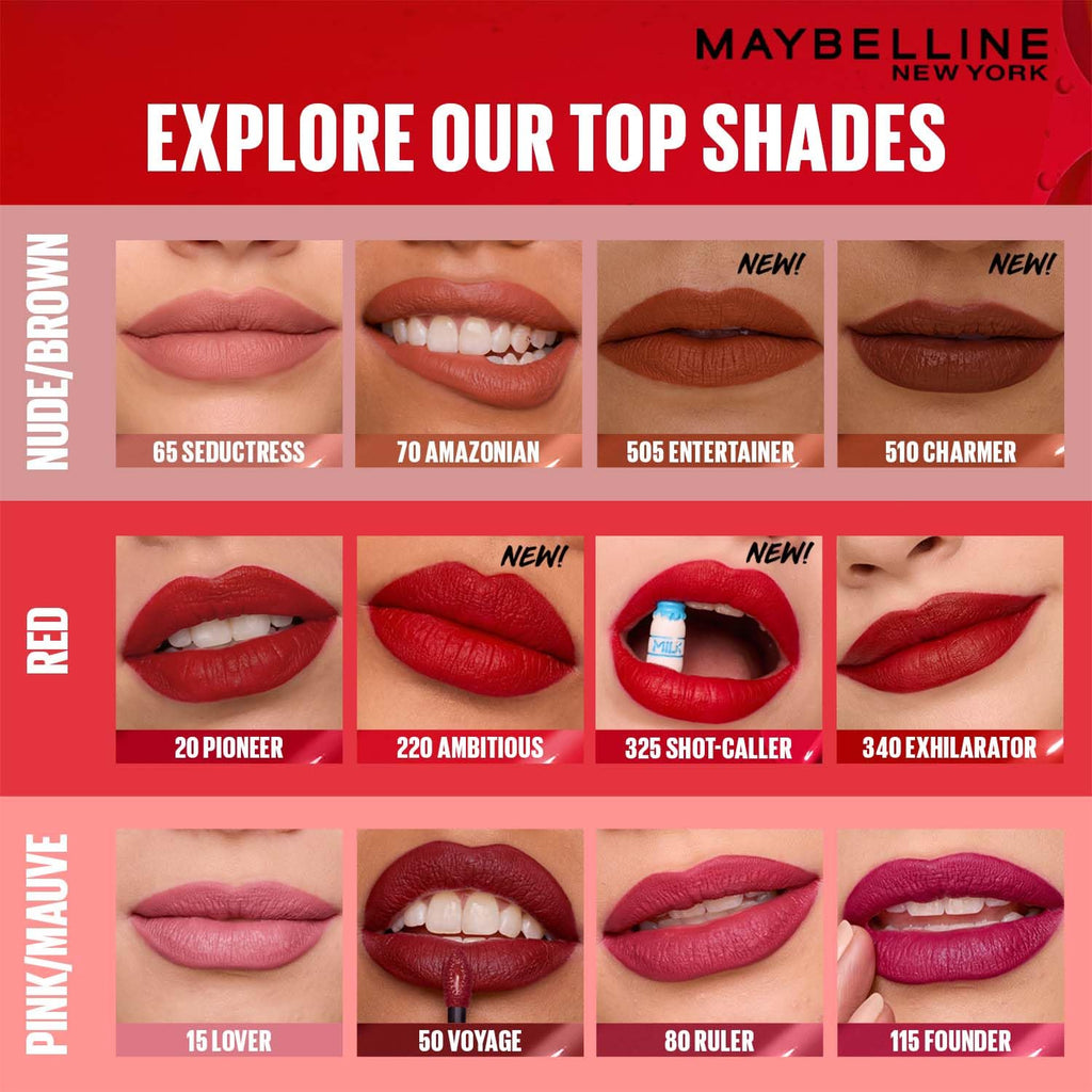 Maybelline New York SuperStay Matte Ink Liquid Lipstick - 70 Amazonian, Highly pigmented, Transfer Proof & Fade Proof. Maybelline New York SuperStay Matte Ink Liquid Lipstick Lasts Up To 16 Hour | 5ml