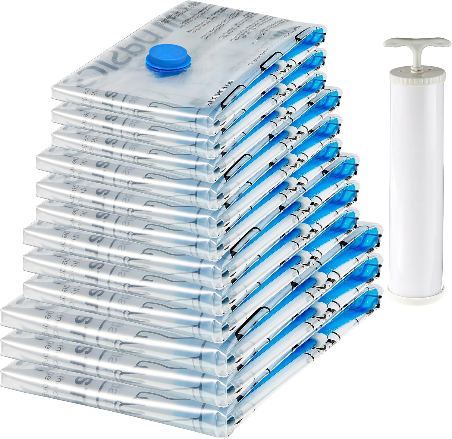 amazon basics Vacuum Compression Storage Bags with Hand Pump - Medium, 5-Pack With Classy and Spacious bag packaging