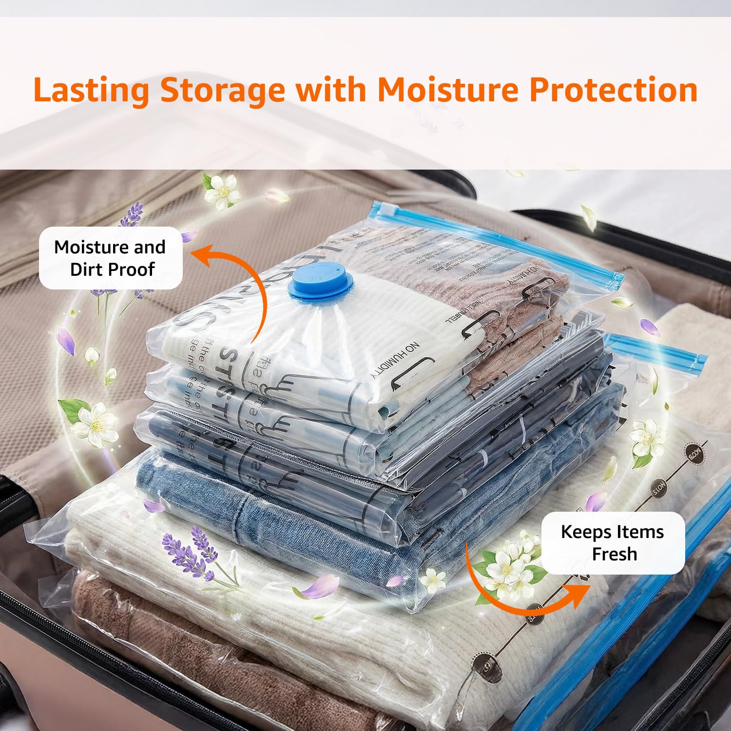 amazon basics Vacuum Compression Storage Bags with Hand Pump - Medium, 5-Pack With Classy and Spacious bag packaging